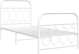 vidaXL - Bedframe - met - hoofd- - en - voeteneinde - metaal - wit - 90x190 - cm