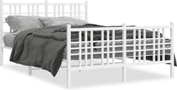 vidaXL - Bedframe - met - hoofd- - en - voeteneinde - metaal - wit - 140x200 - cm