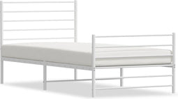 vidaXL - Bedframe - met - hoofd- - en - voeteneinde - metaal - wit - 107x203 - cm