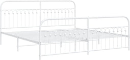 vidaXL - Bedframe - met - hoofd- - en - voeteneinde - metaal - wit - 200x200 - cm
