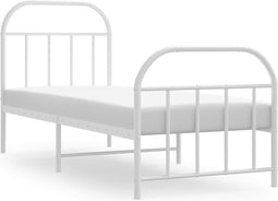 vidaXL - Bedframe - met - hoofd- - en - voeteneinde - metaal - wit - 75x190 - cm