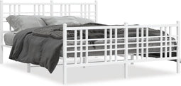 vidaXL - Bedframe - met - hoofd- - en - voeteneinde - metaal - wit - 160x200 - cm