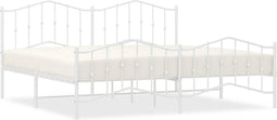 vidaXL - Bedframe - met - hoofd- - en - voeteneinde metaal - wit - 193x203 - cm