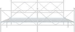 vidaXL - Bedframe - met - hoofd- - en - voeteneinde - metaal - wit - 193x203 - cm