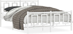 vidaXL - Bedframe - met - hoofd- - en - voeteneinde - metaal - wit - 140x190 - cm