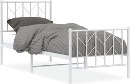 vidaXL - Bedframe - met - hoofd- - en - voeteneinde metaal - wit - 75x190 - cm
