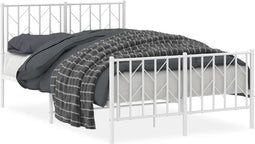 vidaXL - Bedframe - met - hoofd- - en - voeteneinde metaal - wit - 120x190 - cm