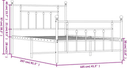 vidaXL - Bedframe - met - hoofd- - en - voeteneinde - metaal - wit - 100x200 - cm