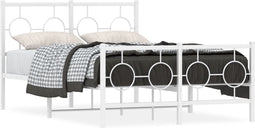 vidaXL - Bedframe - met - hoofd- - en - voeteneinde - metaal - wit - 120x200 - cm