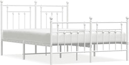 vidaXL - Bedframe - met - hoofd- - en - voeteneinde - metaal - wit - 140x200 - cm