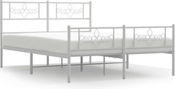 vidaXL - Bedframe - met - hoofd- - en - voeteneinde - metaal - wit - 140x200 - cm