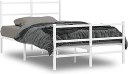 vidaXL - Bedframe - met - hoofd- - en - voeteneinde metaal - wit - 120x190 - cm