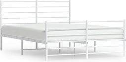 vidaXL - Bedframe - met - hoofd- - en - voeteneinde - metaal - wit - 120x200 - cm