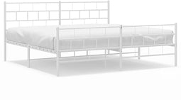 vidaXL - Bedframe - met - hoofd- - en - voeteneinde - metaal - wit - 183x213 - cm