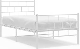vidaXL - Bedframe - met - hoofd- - en - voeteneinde - metaal - wit - 90x190 - cm