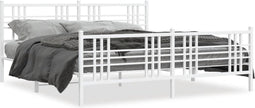vidaXL - Bedframe - met - hoofd- - en - voeteneinde - metaal - wit - 193x203 - cm