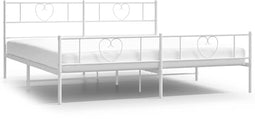 vidaXL - Bedframe - met - hoofd- - en - voeteneinde - metaal - wit - 183x213 - cm