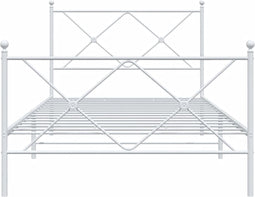 vidaXL - Bedframe - met - hoofd- - en - voeteneinde - metaal - wit - 100x200 - cm