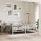 vidaXL - Bedframe - met - hoofd- - en - voeteneinde - metaal - wit - 193x203 - cm