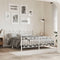 vidaXL - Bedframe - met - hoofd- - en - voeteneinde - metaal - wit - 183x213 - cm