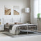 vidaXL - Bedframe - met - hoofd- - en - voeteneinde - metaal - wit - 193x203 - cm
