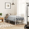 vidaXL - Bedframe - met - hoofd- - en - voeteneinde - metaal - wit - 75x190 - cm