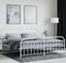 vidaXL - Bedframe - met - hoofd- - en - voeteneinde - metaal - wit - 193x203 - cm