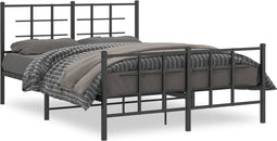 vidaXL-Bedframe-met-hoofd--en-voeteneinde-metaal-zwart-135x190-cm