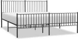 vidaXL - Bedframe - met - hoofd- - en - voeteneinde - metaal - zwart - 183x213 - cm