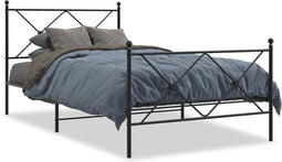 vidaXL - Bedframe - met - hoofd- - en - voeteneinde - metaal - zwart - 100x190 - cm