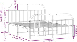 vidaXL - Bedframe - met - hoofd- - en - voeteneinde - metaal - zwart - 140x190 - cm