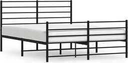 vidaXL - Bedframe - met - hoofd- - en - voeteneinde - metaal - zwart - 140x190 - cm