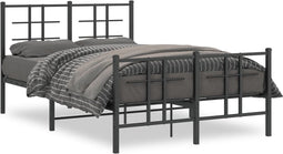 vidaXL - Bedframe - met - hoofd- - en - voeteneinde - metaal - zwart - 120x190 - cm