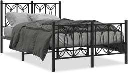 vidaXL - Bedframe - met - hoofd- - en - voeteneinde - metaal - zwart - 120x190 - cm