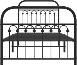 vidaXL - Bedframe - met - hoofd- - en - voeteneinde - metaal - zwart - 90x200 - cm