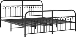 vidaXL - Bedframe - met - hoofd- - en - voeteneinde - metaal - zwart - 183x213 - cm