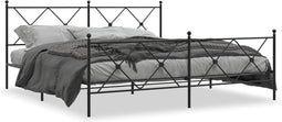 vidaXL - Bedframe - met - hoofd- - en - voeteneinde - metaal - zwart - 183x213 - cm