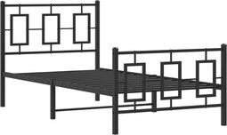 vidaXL - Bedframe - met - hoofd- - en - voeteneinde - metaal - zwart - 90x190 - cm