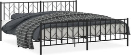 vidaXL - Bedframe - met - hoofd- - en - voeteneinde - metaal - zwart - 200x200 - cm