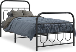 vidaXL - Bedframe - met - hoofd- - en - voeteneinde - metaal - zwart - 80x200 - cm