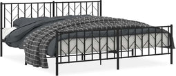 vidaXL - Bedframe - met - hoofd- - en - voeteneinde - metaal - zwart - 193x203 - cm