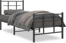 vidaXL - Bedframe - met - hoofd- - en - voeteneinde - metaal - zwart - 75x190 - cm