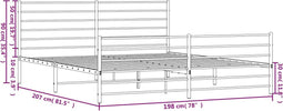 vidaXL - Bedframe - met - hoofd- - en - voeteneinde - metaal - zwart - 193x203 - cm