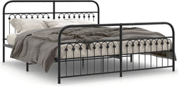 vidaXL - Bedframe - met - hoofd- - en - voeteneinde - metaal - zwart - 183x203 - cm