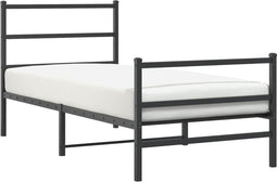 vidaXL - Bedframe - met - hoofd- - en - voeteneinde metaal - zwart - 90x200 - cm