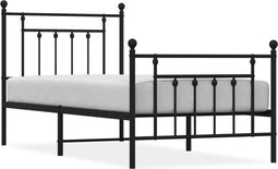 vidaXL - Bedframe - met - hoofd- - en - voeteneinde - metaal - zwart - 80x200 - cm