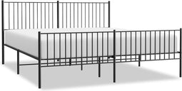 vidaXL - Bedframe - met - hoofd- - en - voeteneinde - metaal - zwart - 193x203 - cm