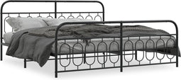 vidaXL - Bedframe - met - hoofd- - en - voeteneinde - metaal - zwart - 200x200 - cm