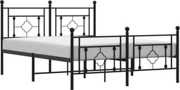 vidaXL - Bedframe - met - hoofd- - en - voeteneinde - metaal - zwart - 135x190 - cm