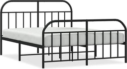 vidaXL - Bedframe - met - hoofd- - en - voeteneinde - metaal - zwart - 140x200 - cm
